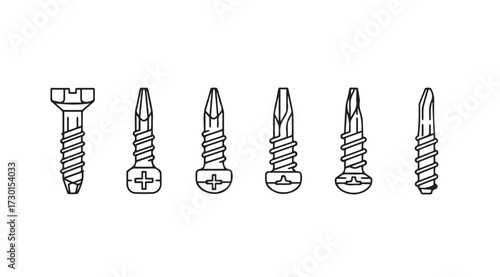 Vector art of screws isolated on white