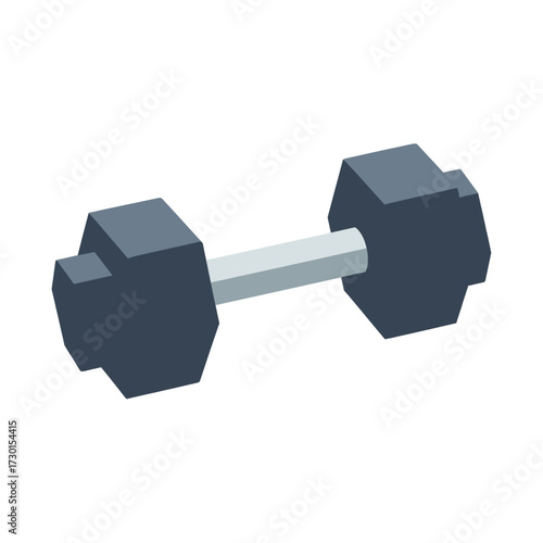Simple Isometric Dumbbell Icon Representing Fitness and Weightlifting