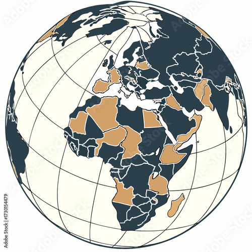 Globe illustration with continents and countries