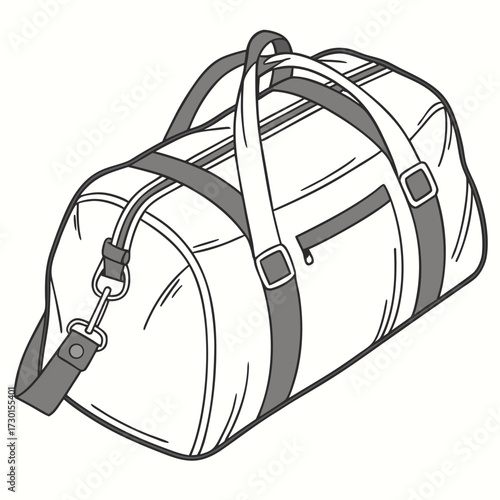 Illustration of a duffel bag, ready for travel