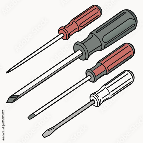 Four screwdrivers, representing tools