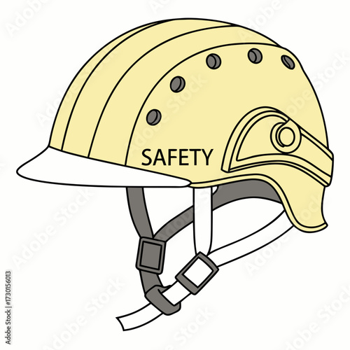Yellow safety helmet with white visor