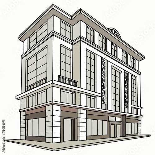 A multistory building with a classic architectural design
