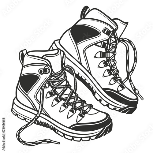 Illustration of a pair of hiking boots