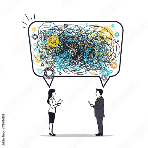 Illustrating the complex and confusing nature of communication between two people.