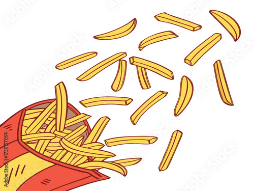 Fatty French fries, fried French fries, fried potatoes, fast food, food, advertising, banner, copy space