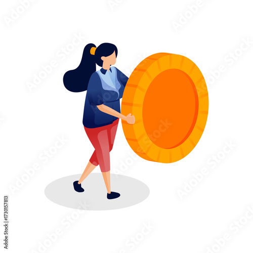 women jobs in finance. Can be used for start up, mobile app, landing page, animation, banner, website, poster