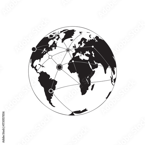 A world map with a blue globe illustration showing continents like Europe, Asia, and America for global business and travel technology concepts