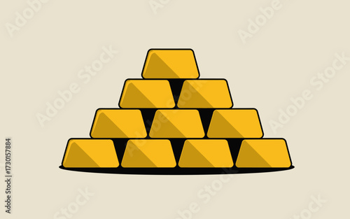 Pyramid of gold bars on a light background for finance and investment