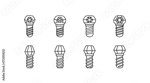 Vector art of set of screw doodles