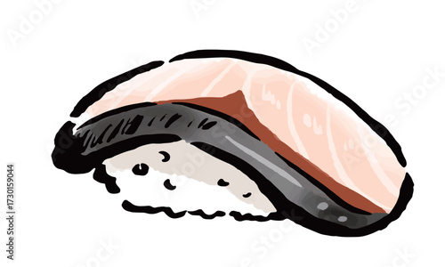寿司のはまち　1貫　筆タッチ手描きイラスト