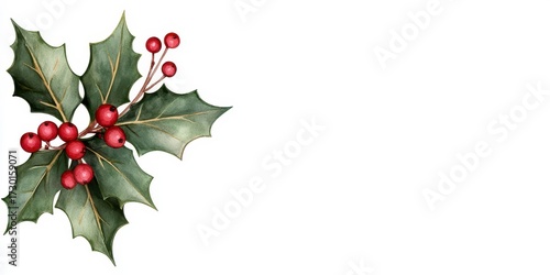 Christmas Holly Corner Frame Elegant holly and berry corner frame for festive designs. Festive season embellishment refined winter foliage border yuletide plant decoration corner