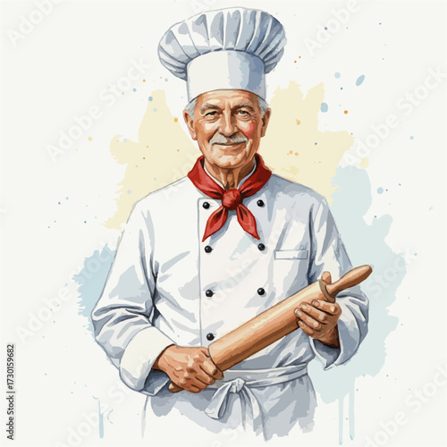 Watercolor Chefs Collection – Professional Cooks in White Uniforms on Clean White Background