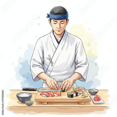 Watercolor Chefs Collection – Professional Cooks in White Uniforms on Clean White Background