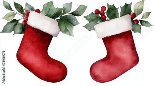 christmas stocking watercolor clipart christmas stocking clipart for graphic resources. Festive xmas sock digital art hand painted holiday decoration element for creative project