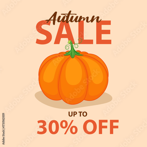 Autumn sale. The background of the autumn sale with a pumpkin for a trade sale or a promotional banner. Vector illustration.