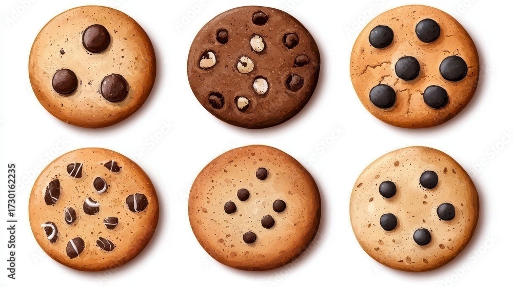 Fototapeta premium cookies hand drawn with watercolor painting style illustration. Delicious biscuit artistic image handcrafted treat vibrant color food artwork bakery item sweet dessert unique design