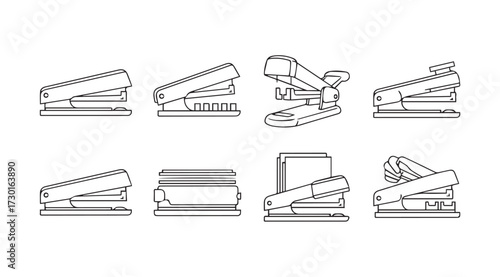 Vector art of stapler outline set