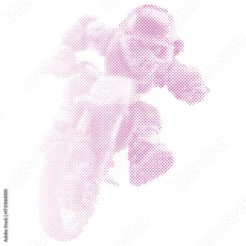 Halftone dots pattern gradient of AMotocross rider performing high jump in gradient