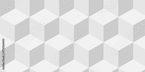 Abstract mosaic geometric cubic background. white and gray square vector hexagon technology gradient grid tile creative triangle texture cube design.	