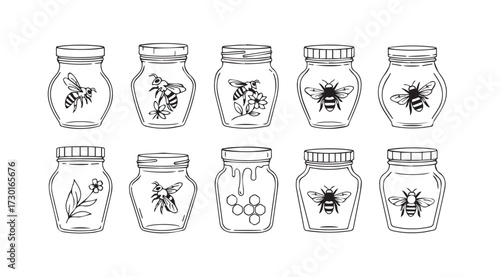 Vector art of honey jars