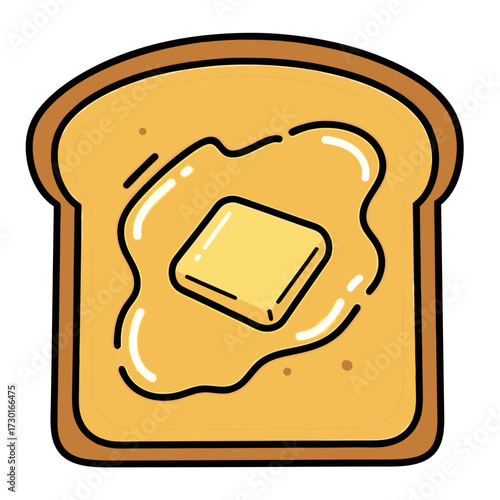 Toast with Melted Butter Vector Illustration on Transparent Background for Breakfast Concepts and Food Related Graphics