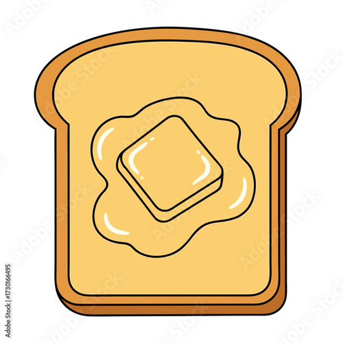 Toast with Melting Butter Flat Vector Illustration on Transparent Background Cartoon Style Fresh Breakfast Food Item Concept Beige Bread Slices