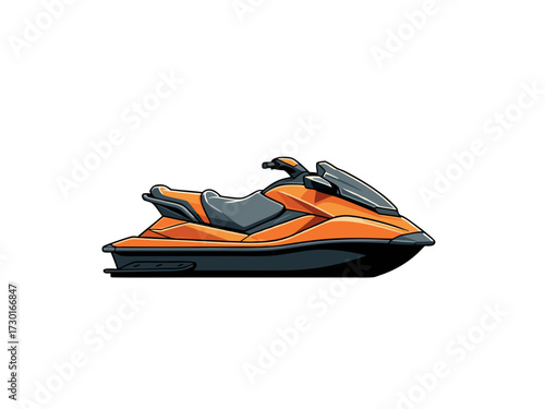 Pixel Art Orange Jet Ski on White Background Watercraft Illustration