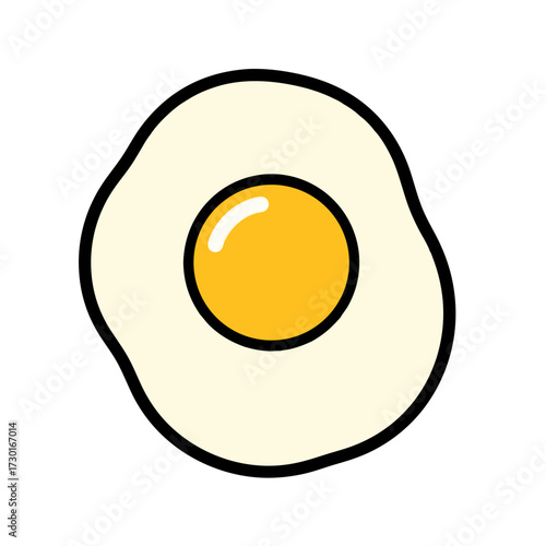 Cartoon Fried Egg Icon on White Background Vector Illustration