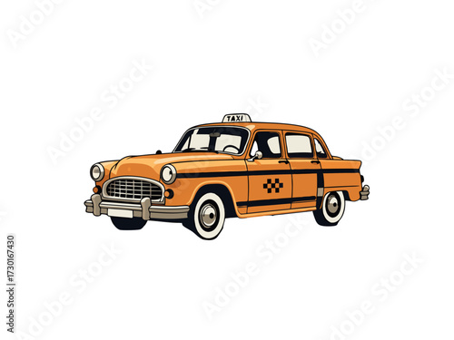 Pixel Art Yellow Taxi Cab with White Wheels on White Background