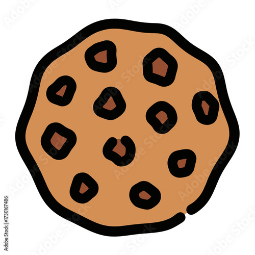 Chocolate Chip Cookie Vector on White Background Sweet Treat Illustration