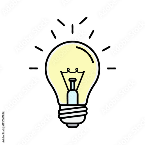 Glowing Light Bulb on White Background Idea Illustration Vector