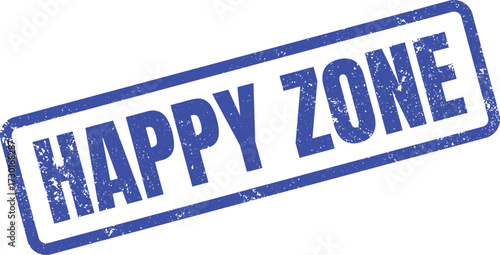 Blue weathered stamp showcasing the concept of finding a happy zone