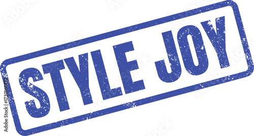 Blue textured stamp impression indicating the concept of style and joy