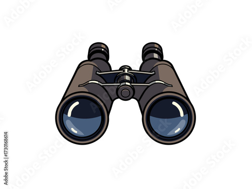 Detailed Pixel Art Illustration of Gray Binoculars on a White Background