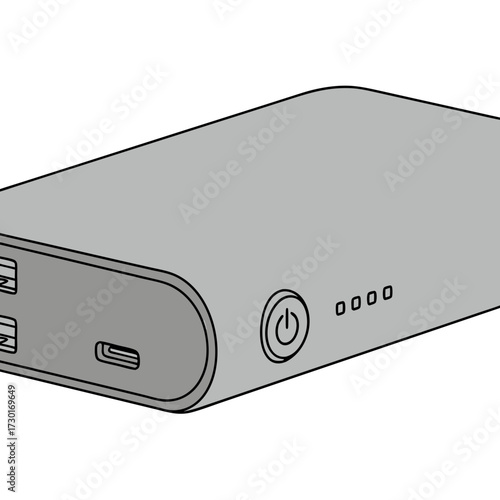 Silver External Battery Vector Illustration on Transparent Background