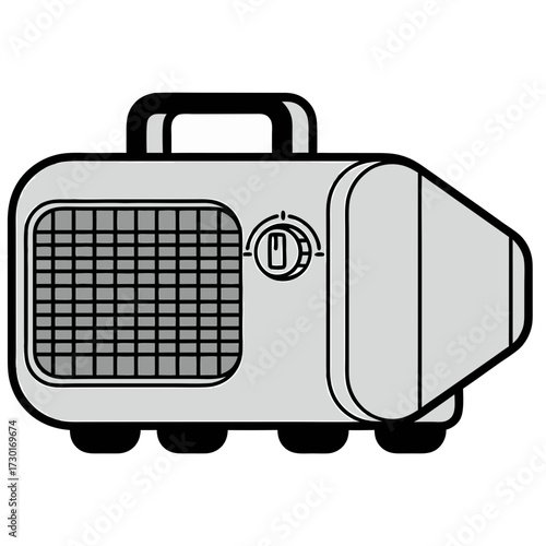 Gray Retro Radio Vector Illustration on Transparent Background