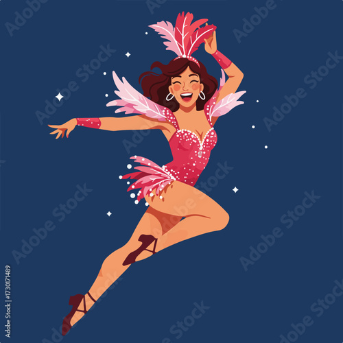 Dancing woman in feather costume