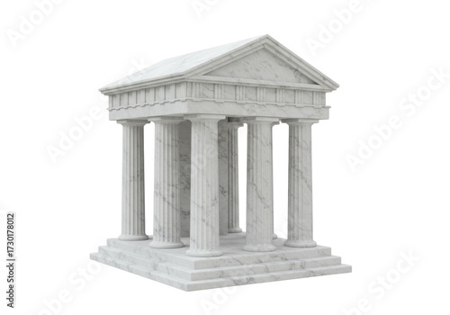 Ancient Greek Temple PNG isolated on Transparent Background Classical Architecture Building Facade Marble Columns Doric Order Pediment