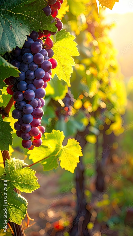 Fototapeta premium Ripe Grapes on Vine in Vineyard.