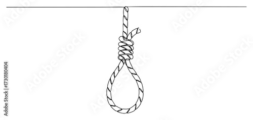 Single Continuous Line Drawing of a Hangmans Noose