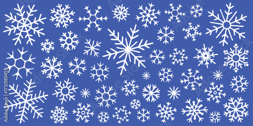 Set of snowflakes, vector illustration, winter background
