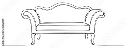 Classic Sofa Drawn in a Continuous Single Line Art Style