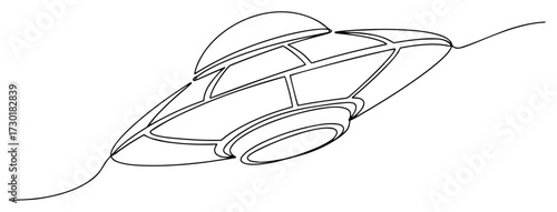 Continuous One Line Drawing of a UFO Flying Saucer