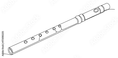 Classical Flute Musical Instrument in a Single Line Drawing