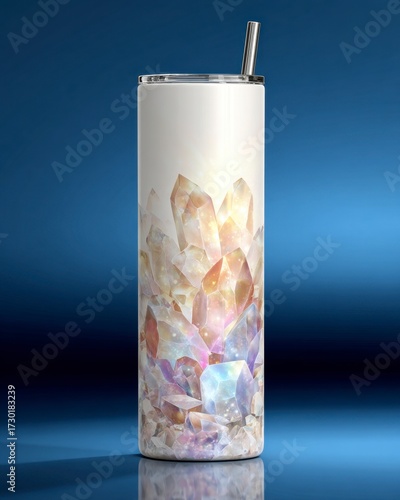 Crystal-Decorated Stainless Steel Tumbler with Glittering Design