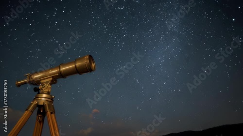 Telescope against the background of the starry sky