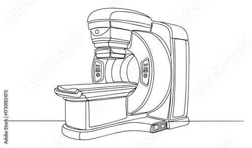 MRI Scanner Medical Equipment in a Single Continuous Line Drawing