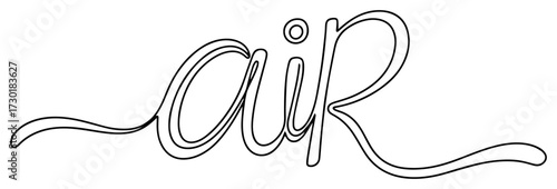 The Word Air Drawn in a Continuous Cursive Line Style
