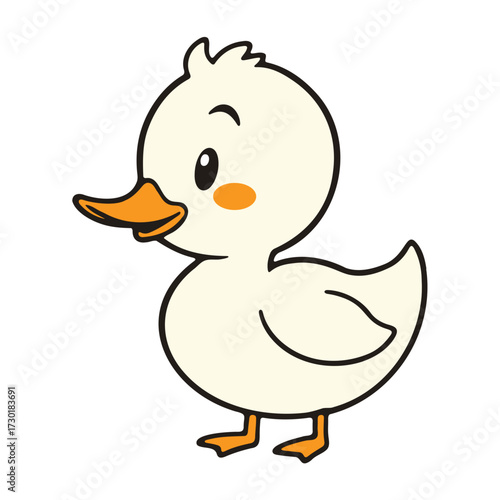 Cute cartoon duckling illustration for kids coloring pages 